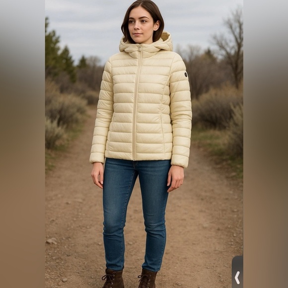 NWOT WOMAN'S SAVE THE DUCK PUFFER JACKET OLLY IN SHORE BEIGE Size XS - Picture 1 of 6